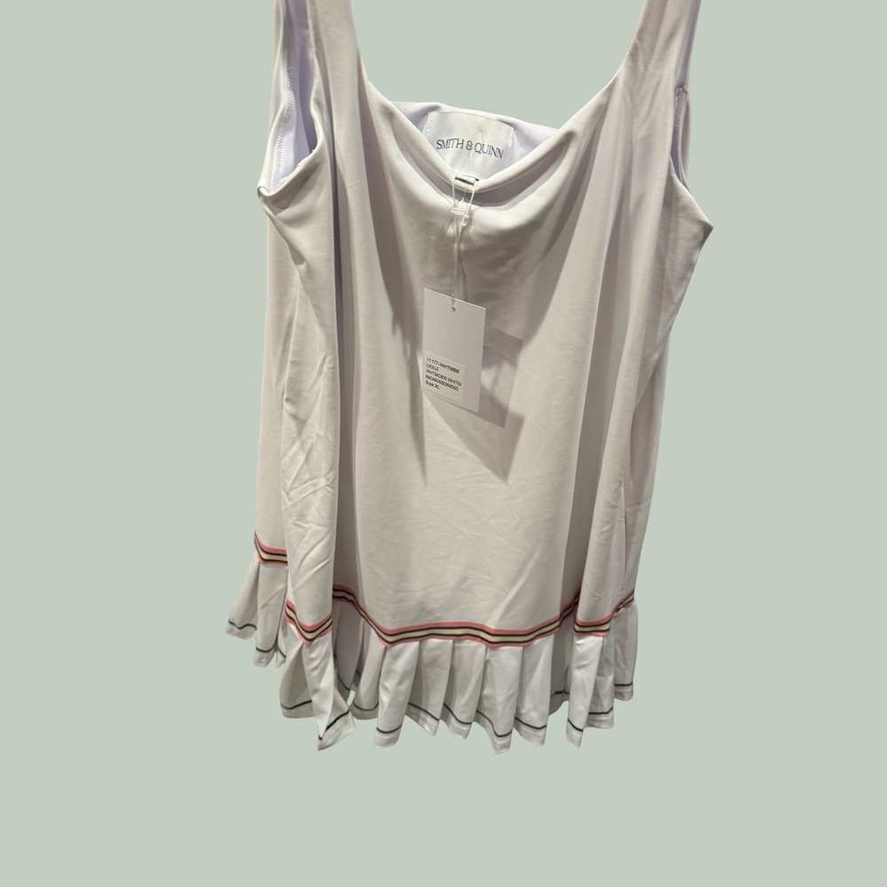 Smith & Quinn Lucille Tennis Dress White Macaron Boxwood Pleated XL NWT